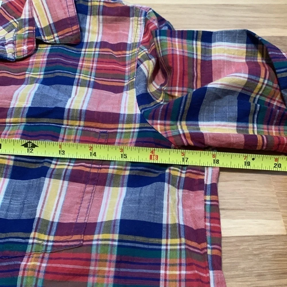 J. Crew Boy Fit 3/4 Button Down Long Sleeve Multi Color Plaid Shirt Women’s S